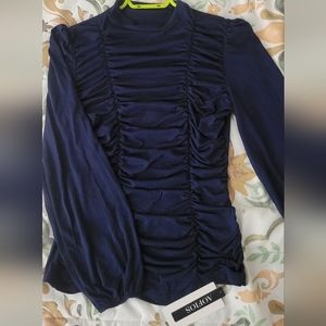 Blue Chic Formal Crewneck Top